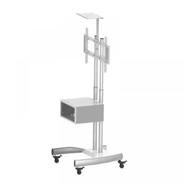 MDS-0020-S / MediaStand 20 - Мобильная стойка для Дисплея 32-55" 1800 макс отсек полка серебро