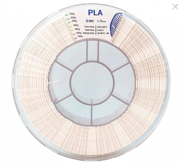 Пластик PLA для 3D-принтера Rec белый матовый 1.75 мм 0.75 кг