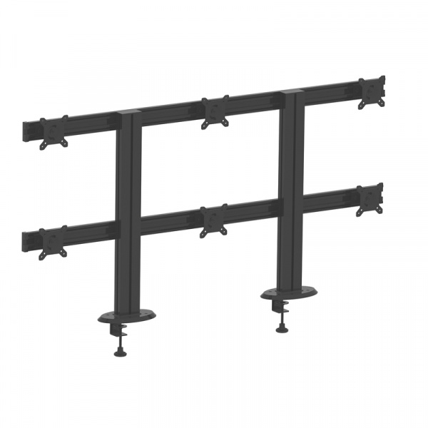 TTN-0160-B / Titanium 160 - Настольный кронштейн для 6х мониторов горизонтально Струбцина+Винт черный