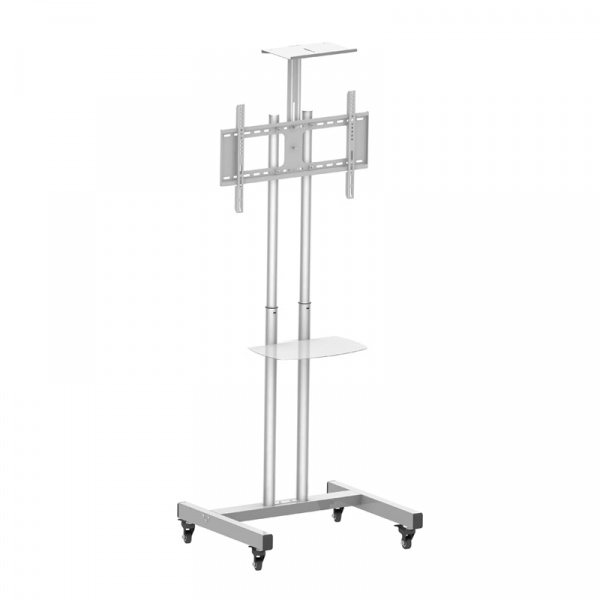 MDS-0010-S / MediaStand 10 - Мобильная стойка для Дисплея 32-60" макс 1660 2х полки серебро
